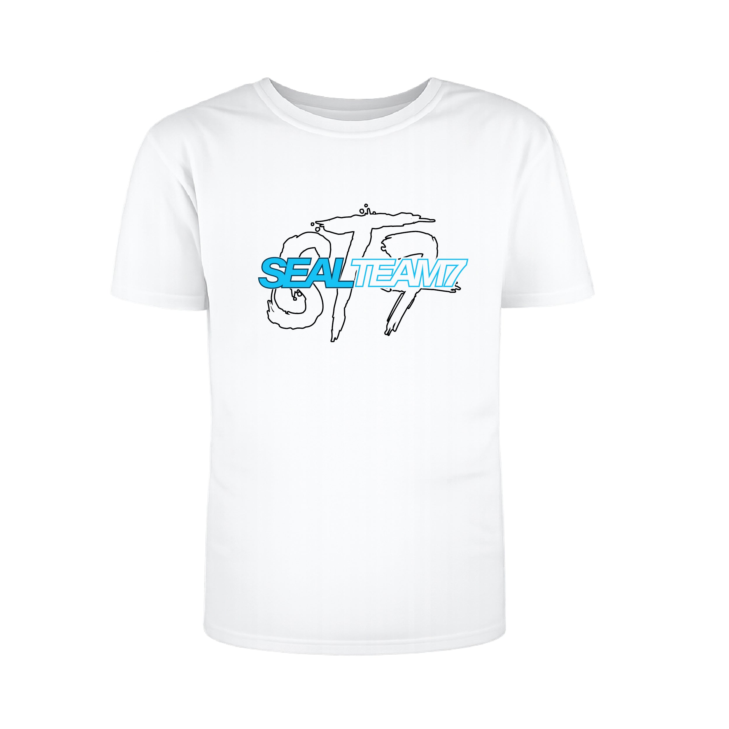 ST7 "Cobalt" Cyan/White Tee